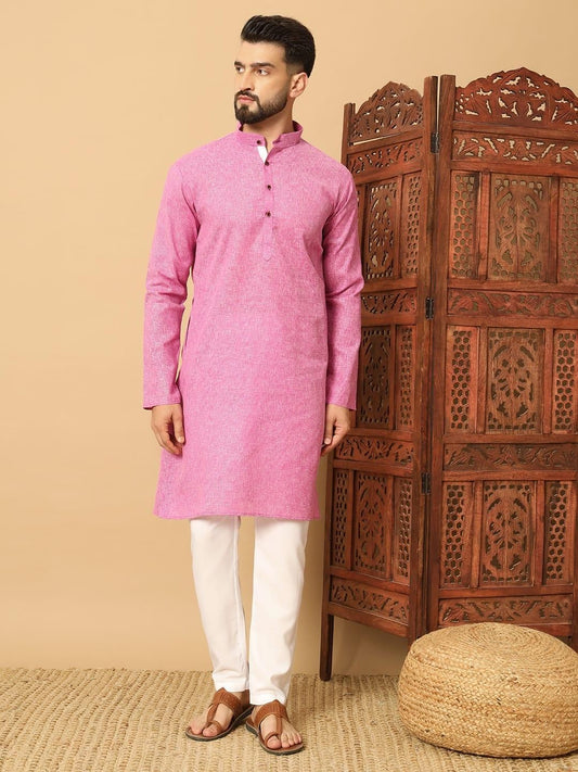 Men's Cotton Solid Kurta Pyajama Set