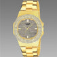 Golden Stone Studded Diamond Wrist Watch For Boys & Men