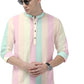 Men's Color Block Spread Collar Casual Shirt